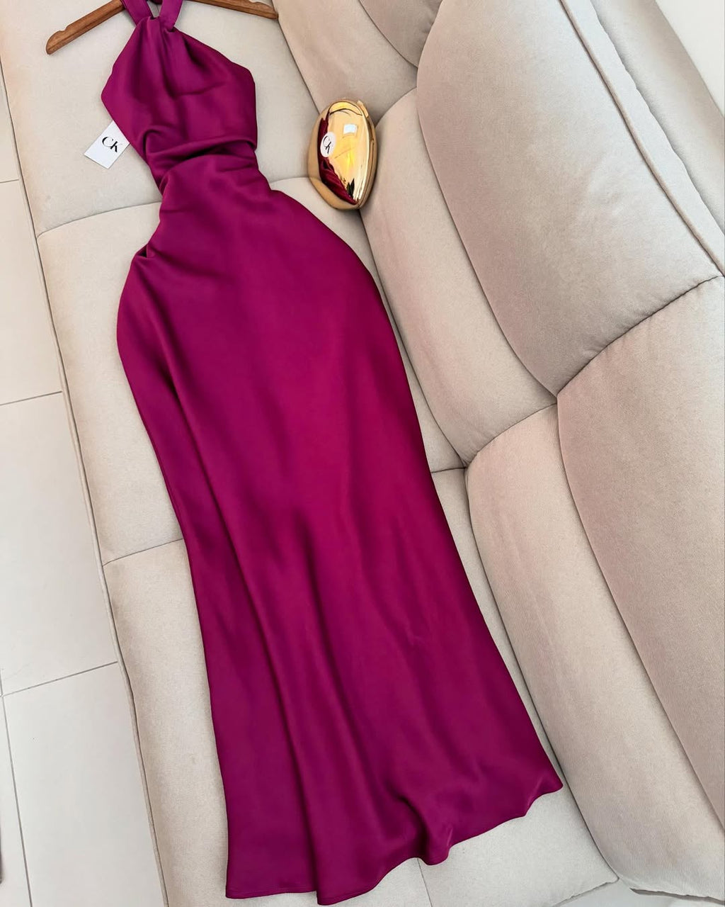 FUCHSIA SATIN DRESS