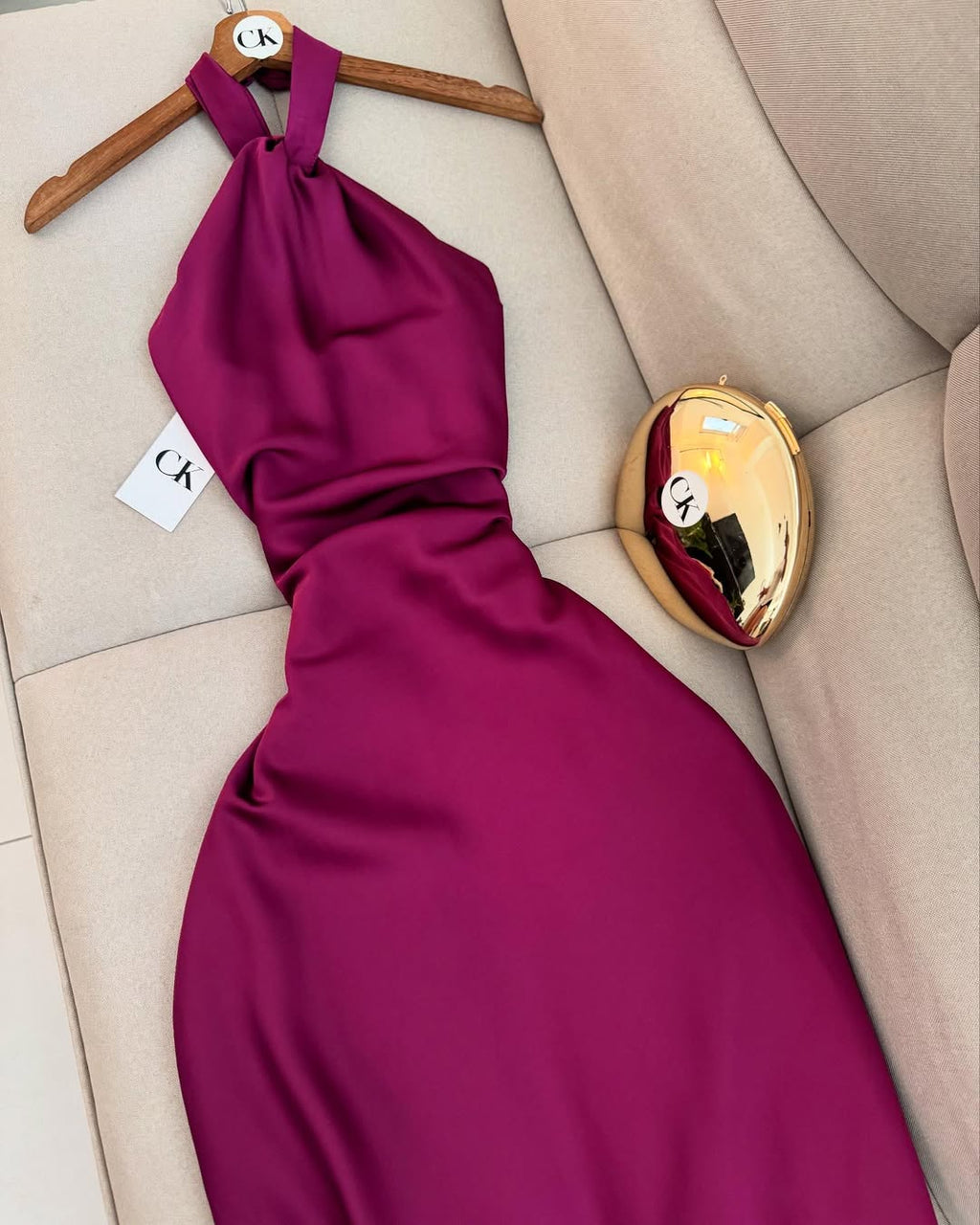 FUCHSIA SATIN DRESS