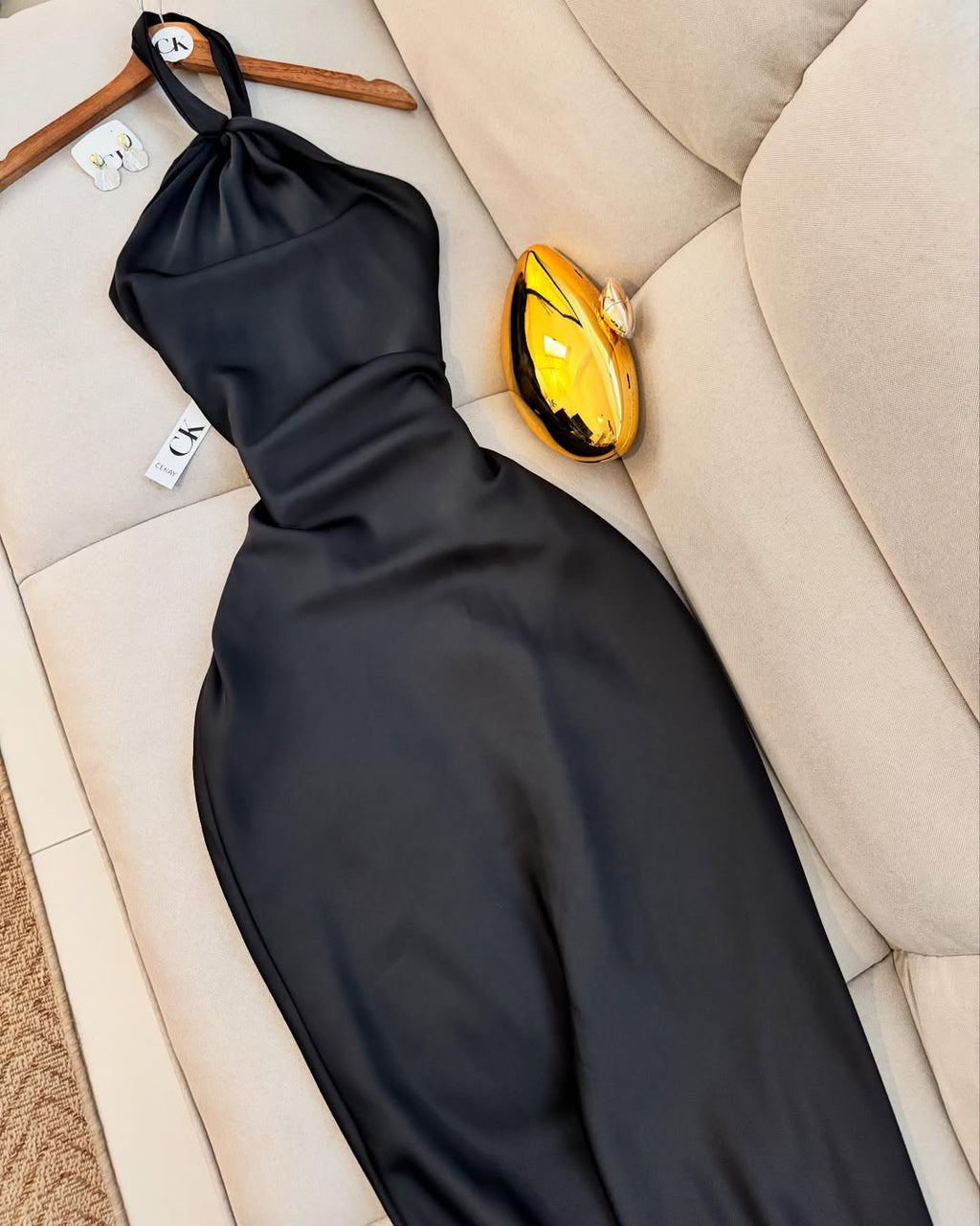 BLACK SATIN DRESS
