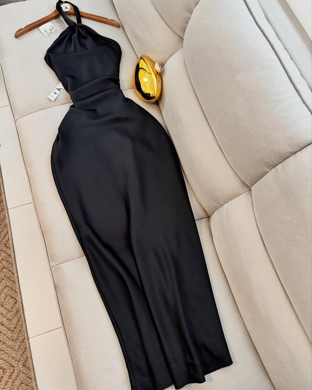 BLACK SATIN DRESS