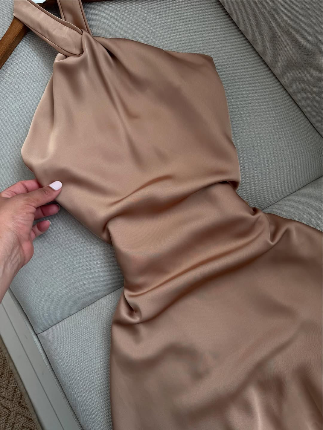 NUDE SATIN DRESS